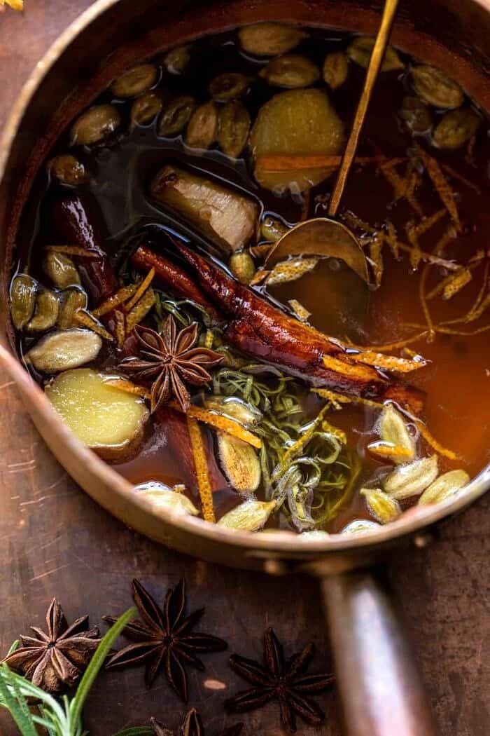 overhead photo of Spiced Honey syrup