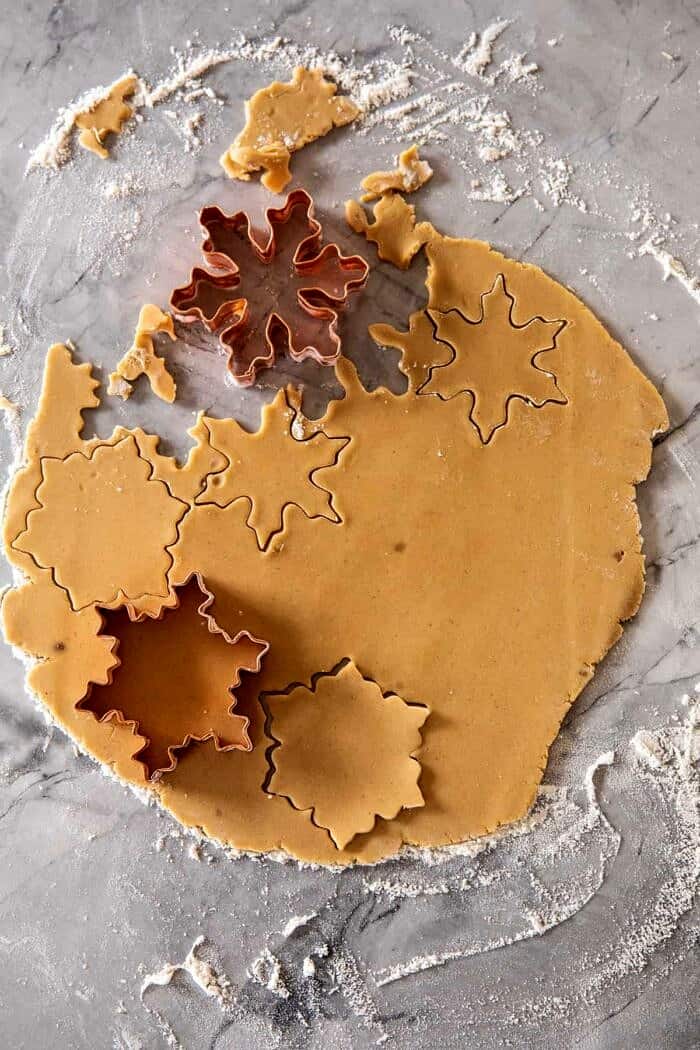 overhead prep photo of cutting the cookie dough The Santa Clause Cookies | halfbakedharvest.com