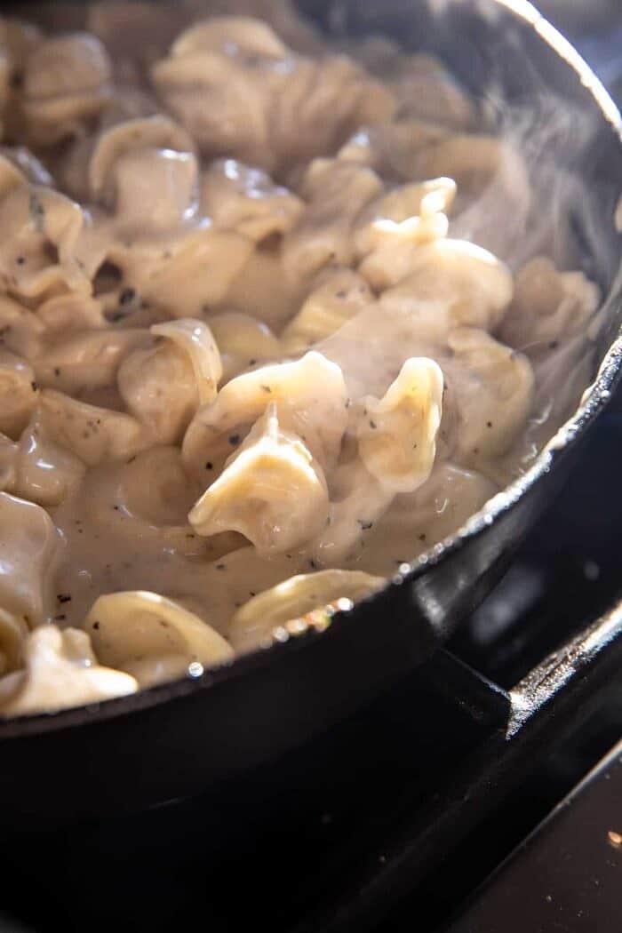 prep photo of Creamy Bacon Tortellini in skillet