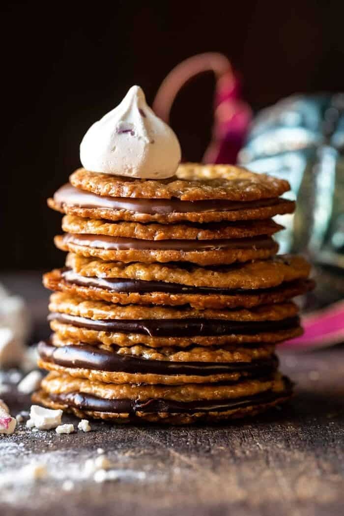 front on close up photo of Easy Hot Chocolate Lace Cookies