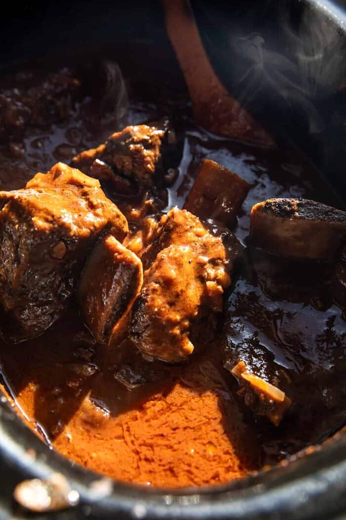 ribs in slow cooker before shredding