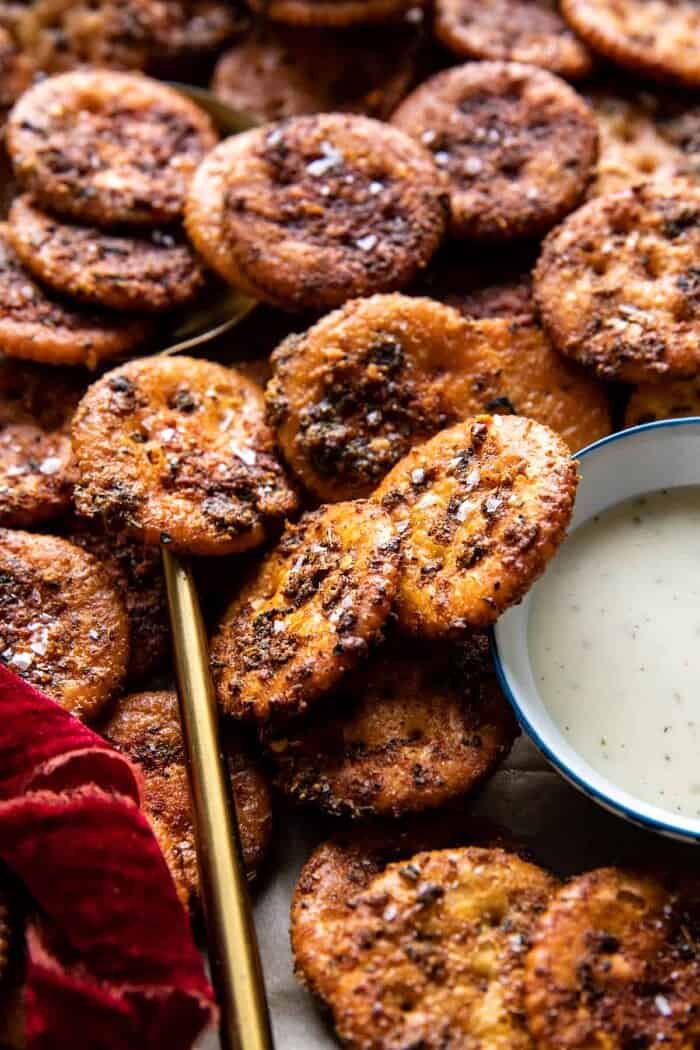 side angle photo of Sweet and Spicy Seasoned Crackers 