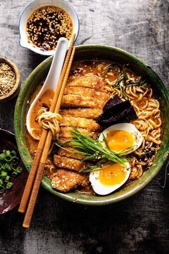 30 Minute Spicy Miso Chicken Katsu Ramen | halfbakedharvest.com