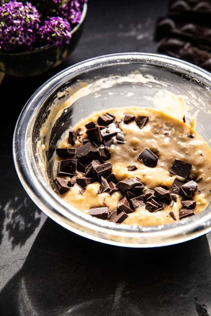 prep photo of 5 Minute Chocolate Chunk Banana Bread Mug Cake before cooking