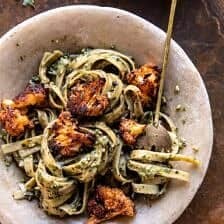 Crispy Roasted Cauliflower with Creamy Pesto Pasta | halfbakedharvest.com