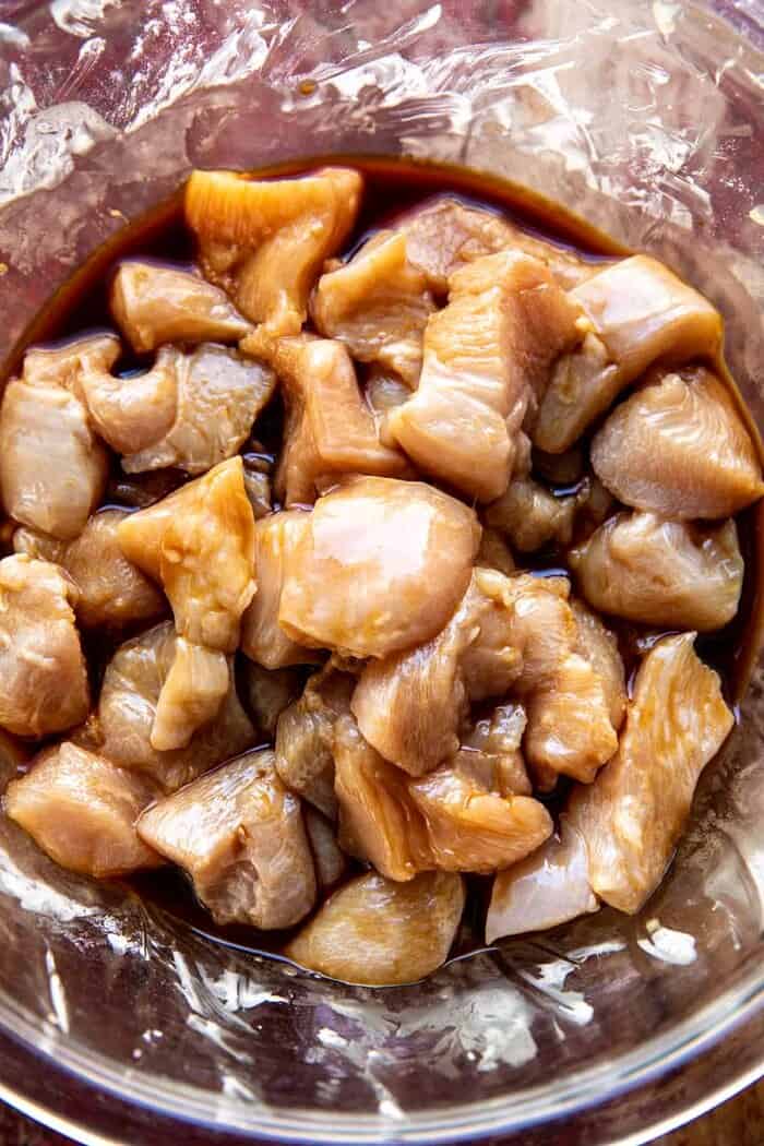 prep photo of chicken marinating 