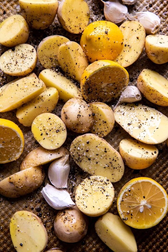 prep photo of potatoes on baking sheet 