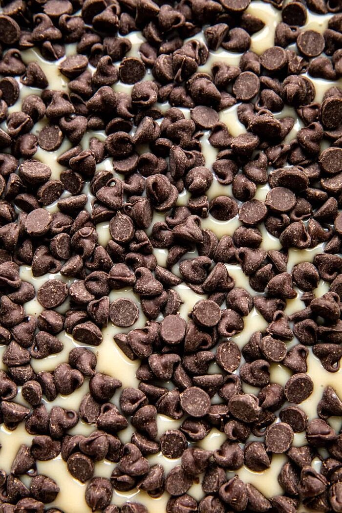 prep photo of Salted Pretzel Magic Bars before baking