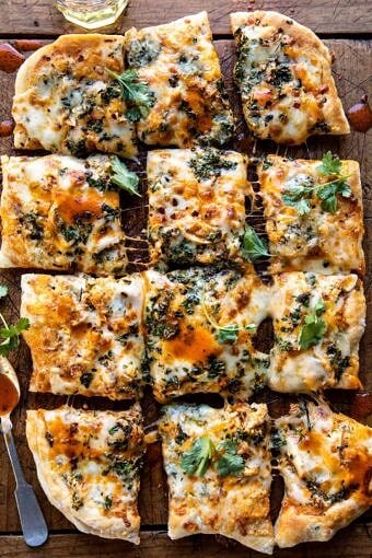 Sheet Pan Buffalo Chicken Pizza | halfbakedharvest.com