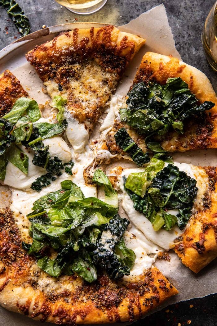 Burrata Caesar Salad Pizza | halfbakedharvest.com