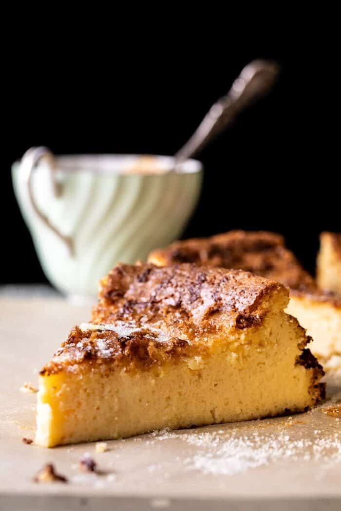 Simple Lemon Sugar Burnt Basque Cheesecake slice