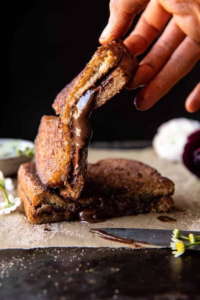 5 Minute Chocolate Cinnamon Sugar Toast | halfbakedharvest.com