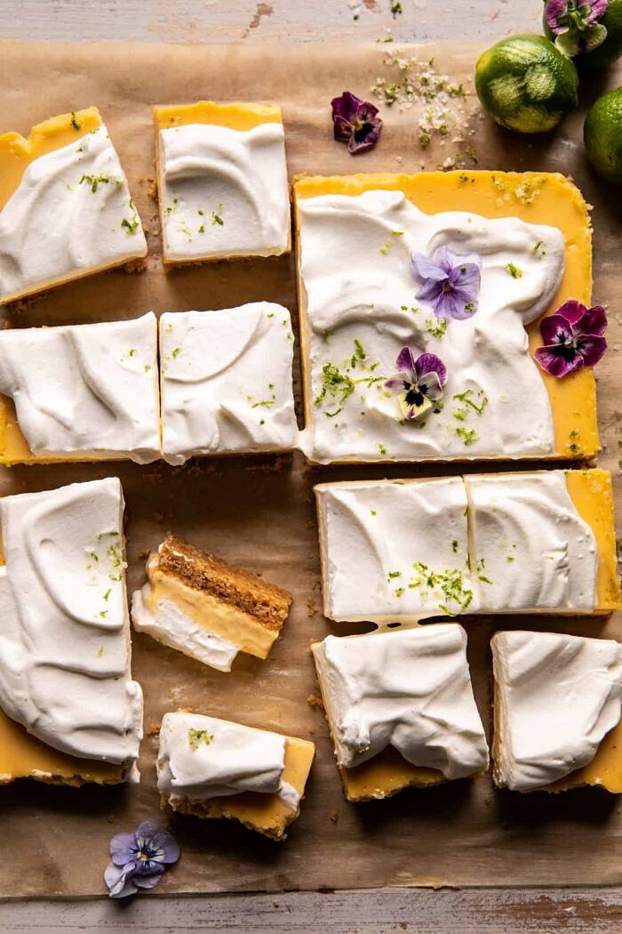 overhead photo of Lemon Key Lime Pie Bars 