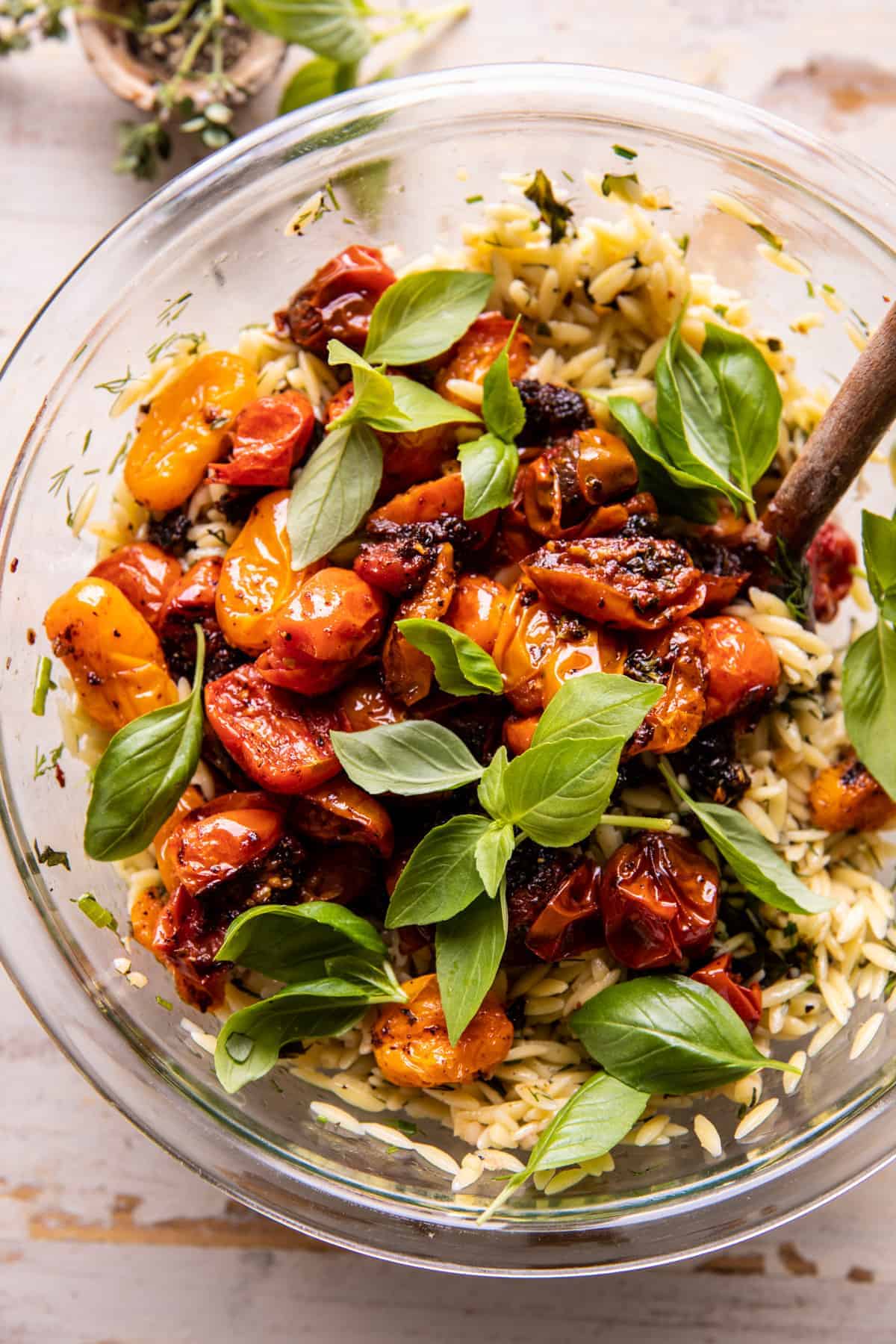 Roasted Tomato Basil and Feta Orzo | halfbakedharvest.com