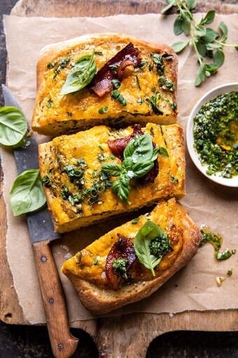 Baked Cheddar Pesto Egg Boats | halfbakedharvest.com