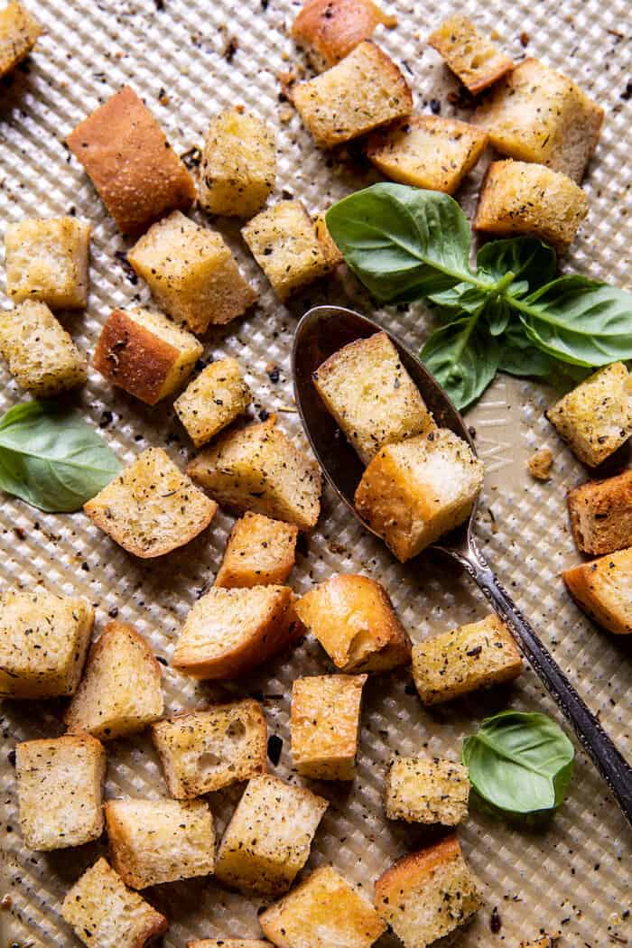 prep photo of Sourdough Croutons on baking sheet
