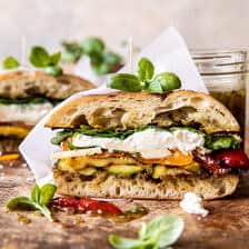 Grilled Vegetable Burrata Sandwich with Lemon Thyme Honey Mustard | halfbakedharvest.com