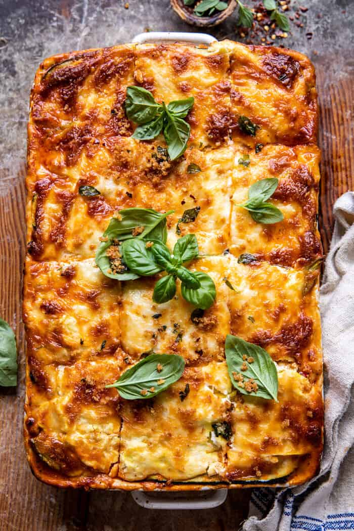 Spicy Zucchini Ricotta Lasagna with Oregano Breadcrumbs | halfbakedharvest.com