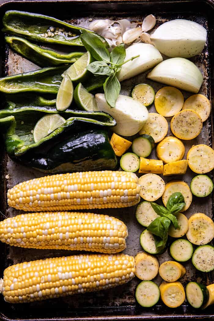 Sheet Pan Cheesy Poblano Corn Enchiladas | halfbakedharvest.com