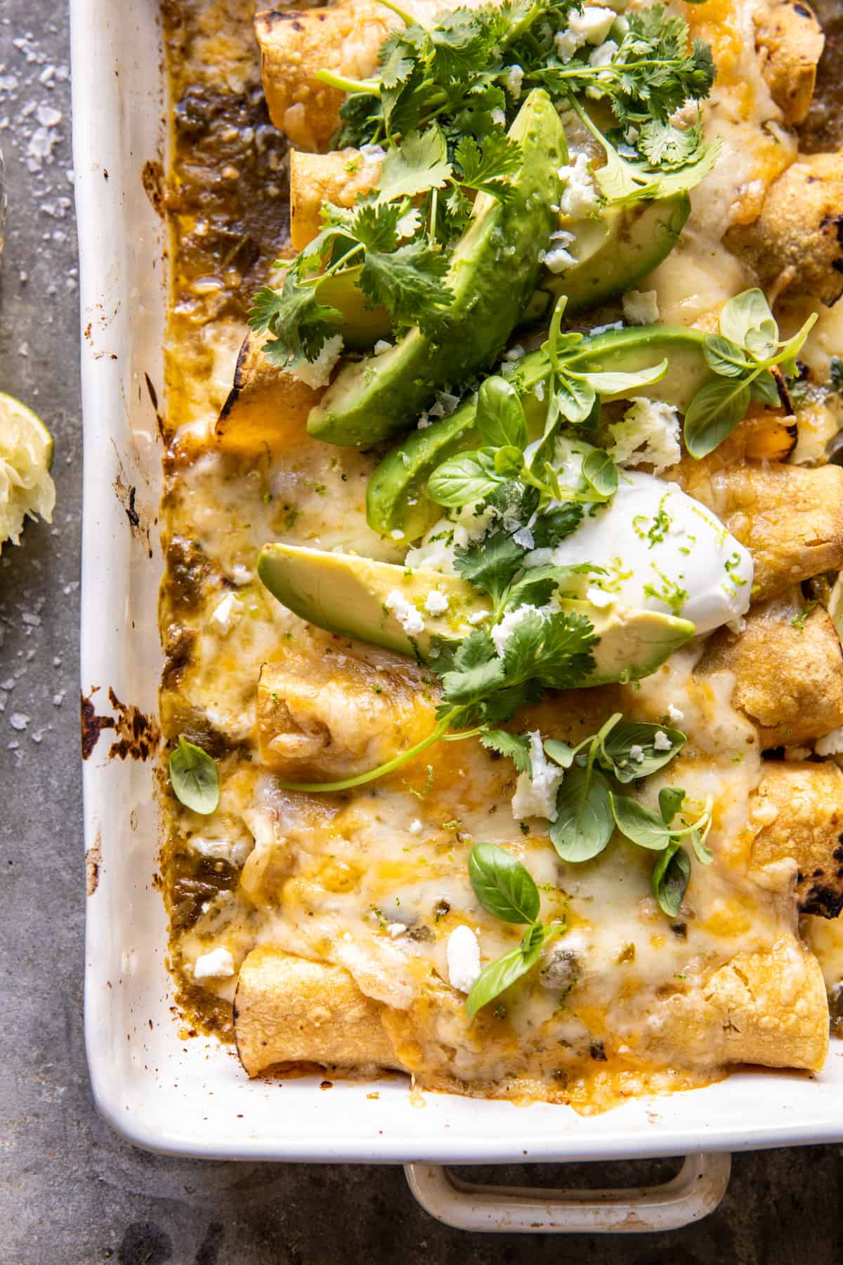 Sheet Pan Cheesy Poblano Corn Enchiladas | halfbakedharvest.com