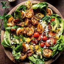 Honey Garlic Shrimp, Corn, and Avocado Bacon Salad | halfbakedharvest.com