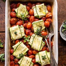 Pesto Cheese Zucchini Ravioli with Burst Tomatoes | halfbakedharvest.com