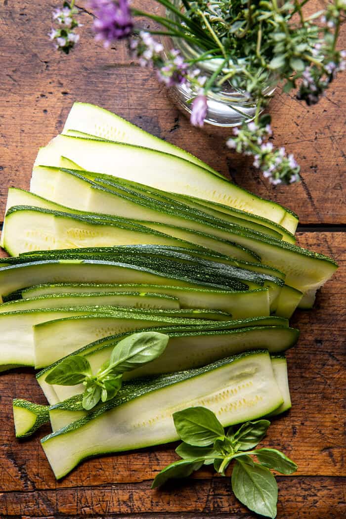 Pesto Cheese Zucchini Ravioli with Burst Tomatoes | halfbakedharvest.com