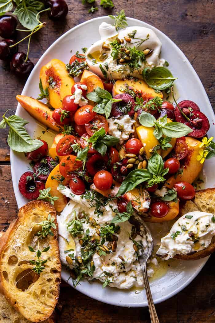 Tomato, Peach and Burrata Salad | halfbakedharvest.com
