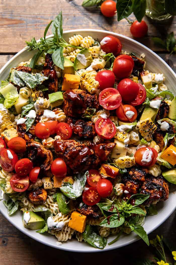 BBQ Chicken Ranch Pasta Salad | halfbakedharvest.com