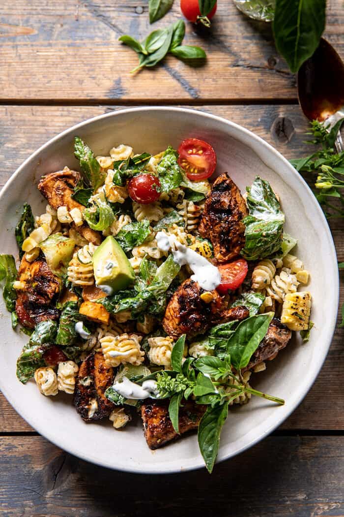 BBQ Chicken Ranch Pasta Salad | halfbakedharvest.com