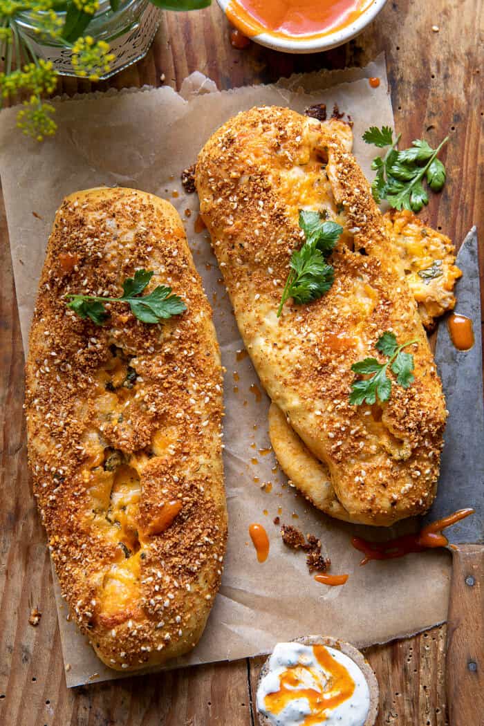 Cheesy Buffalo Chicken Strombolis | halfbakedharvest.com