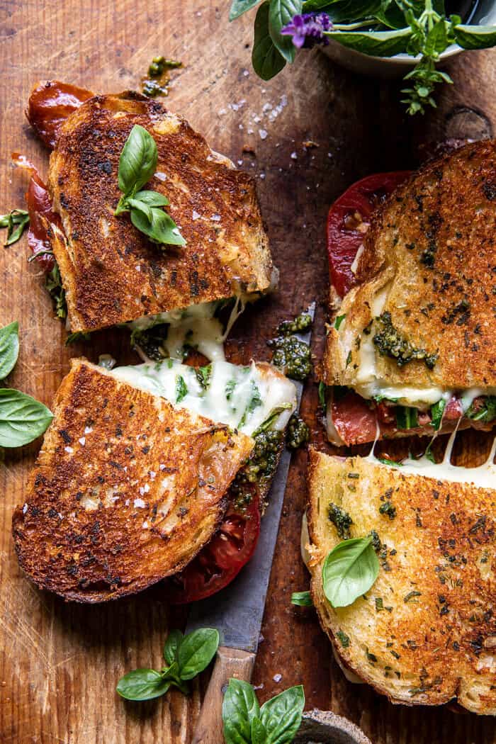 Crispy Prosciutto, Sage Pesto, and Tomato Grilled Cheese | halfbakedharvest.com