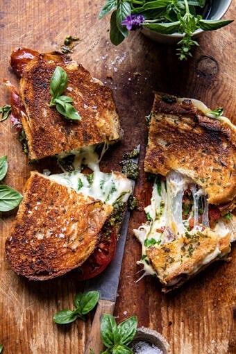 Crispy Prosciutto, Sage Pesto, and Tomato Grilled Cheese | halfbakedharvest.com