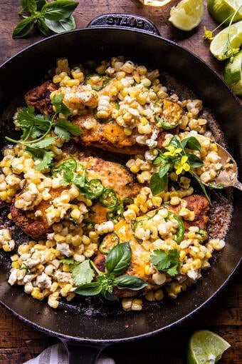 Jalapeño Cheddar Stuffed Chicken with Creamed Corn | halfbakedharvest.com