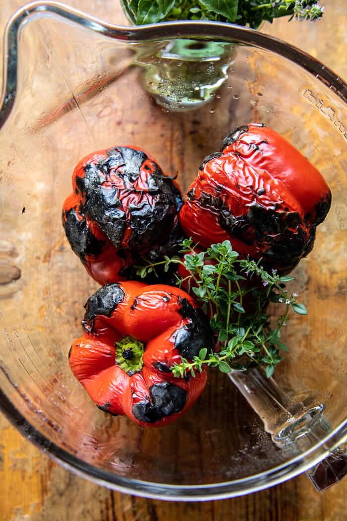 Spicy Pesto Cheese Stuffed Roasted Red Peppers | halfbakedharvest.com
