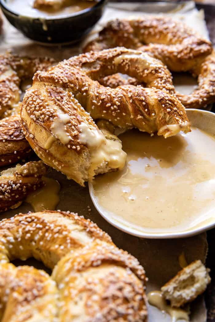 Hard Cider Pretzels with Creamy Honey Mustard | halfbakedharvest.com