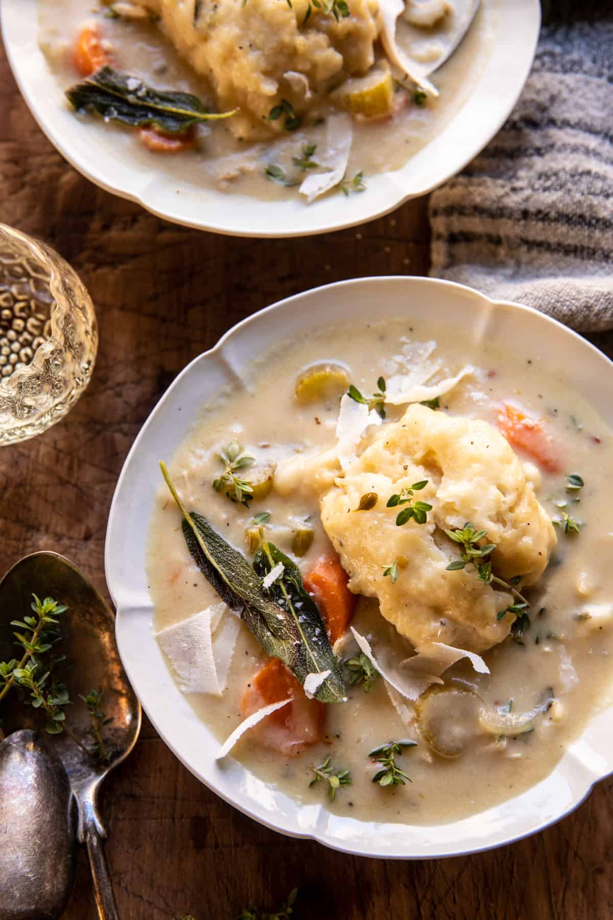 30 Minute Creamy Chicken and Parmesan Sage Dumplings | halfbakedharvest.com