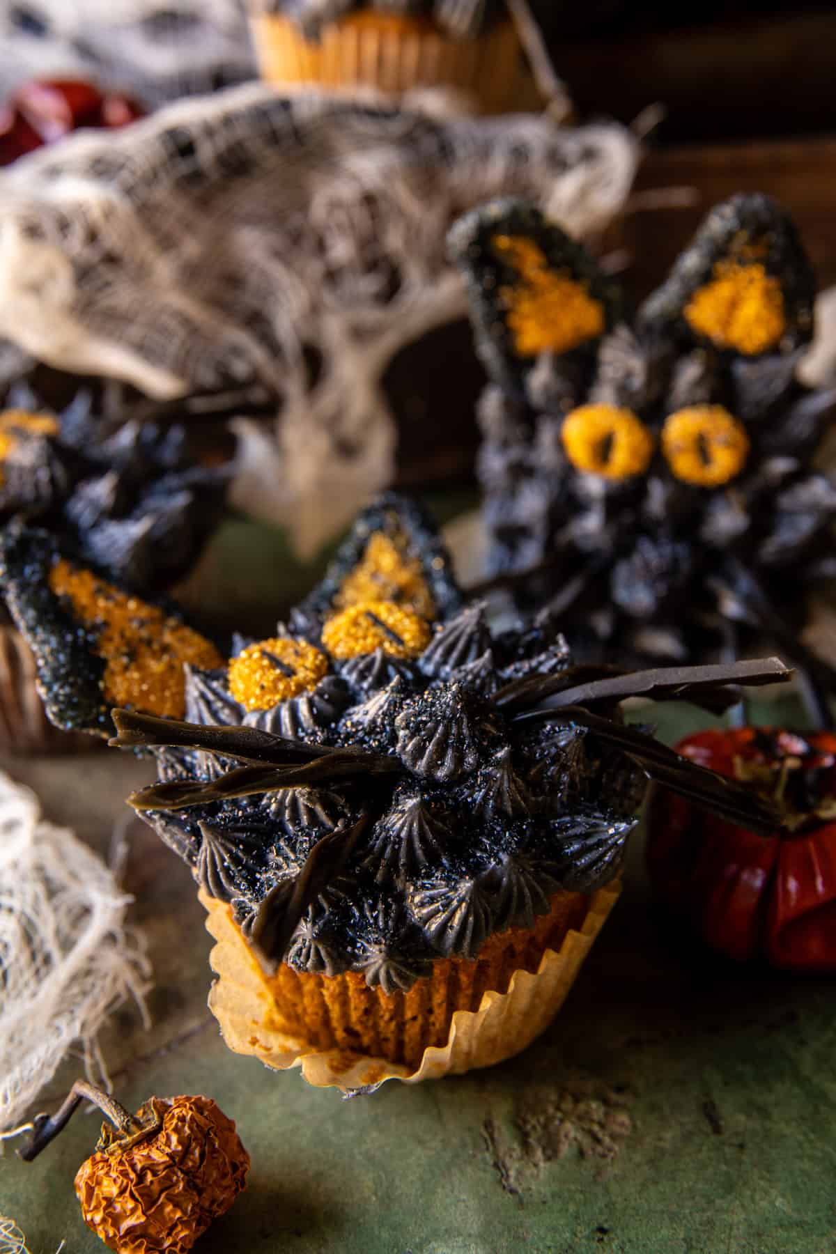 Black Cat Pumpkin Cupcakes | halfbakedharvest.com