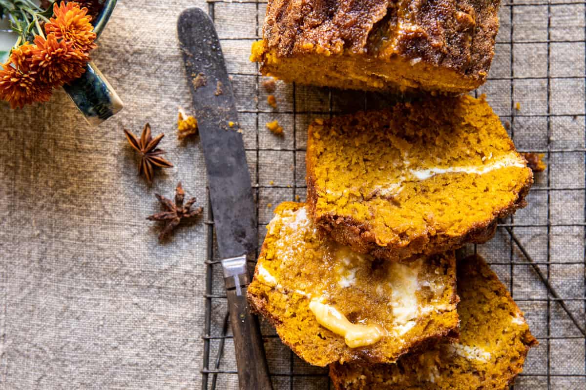 Cream Cheese Swirled Cinnamon Pumpkin Butter Bread | halfbakedharvest.com
