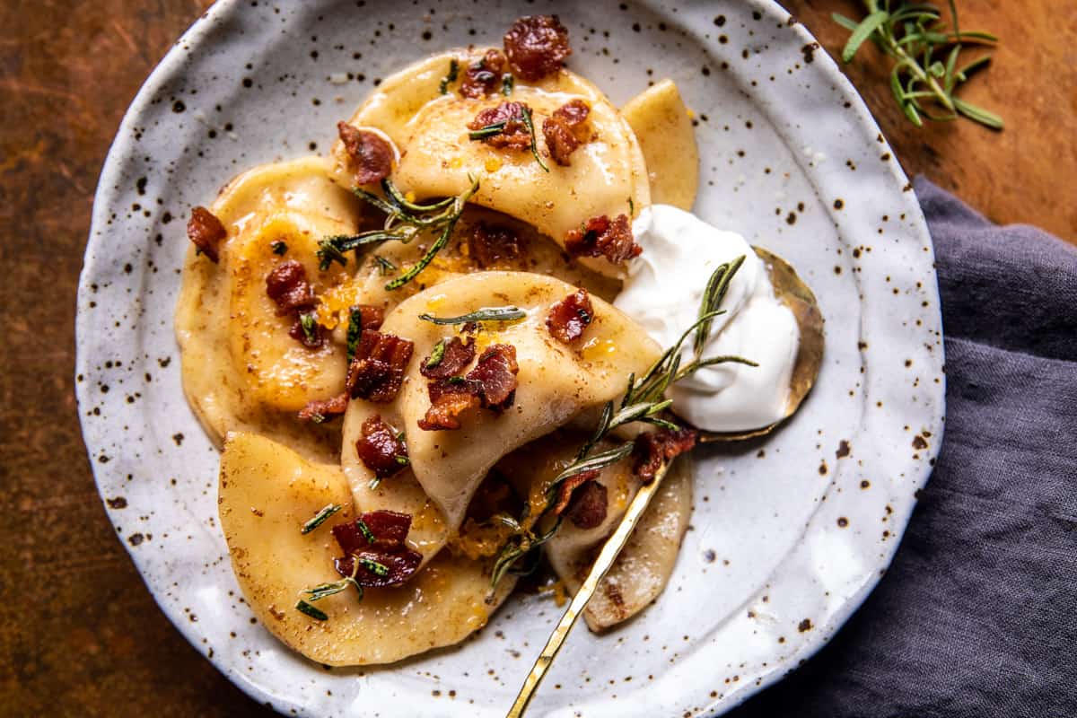 Roasted Garlic Cheddar Pierogi | halfbakedharvest.com
