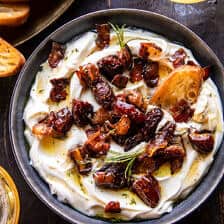 Whipped Goat Cheese with Warm Candied Bacon and Dates | halfbakedharvest.com