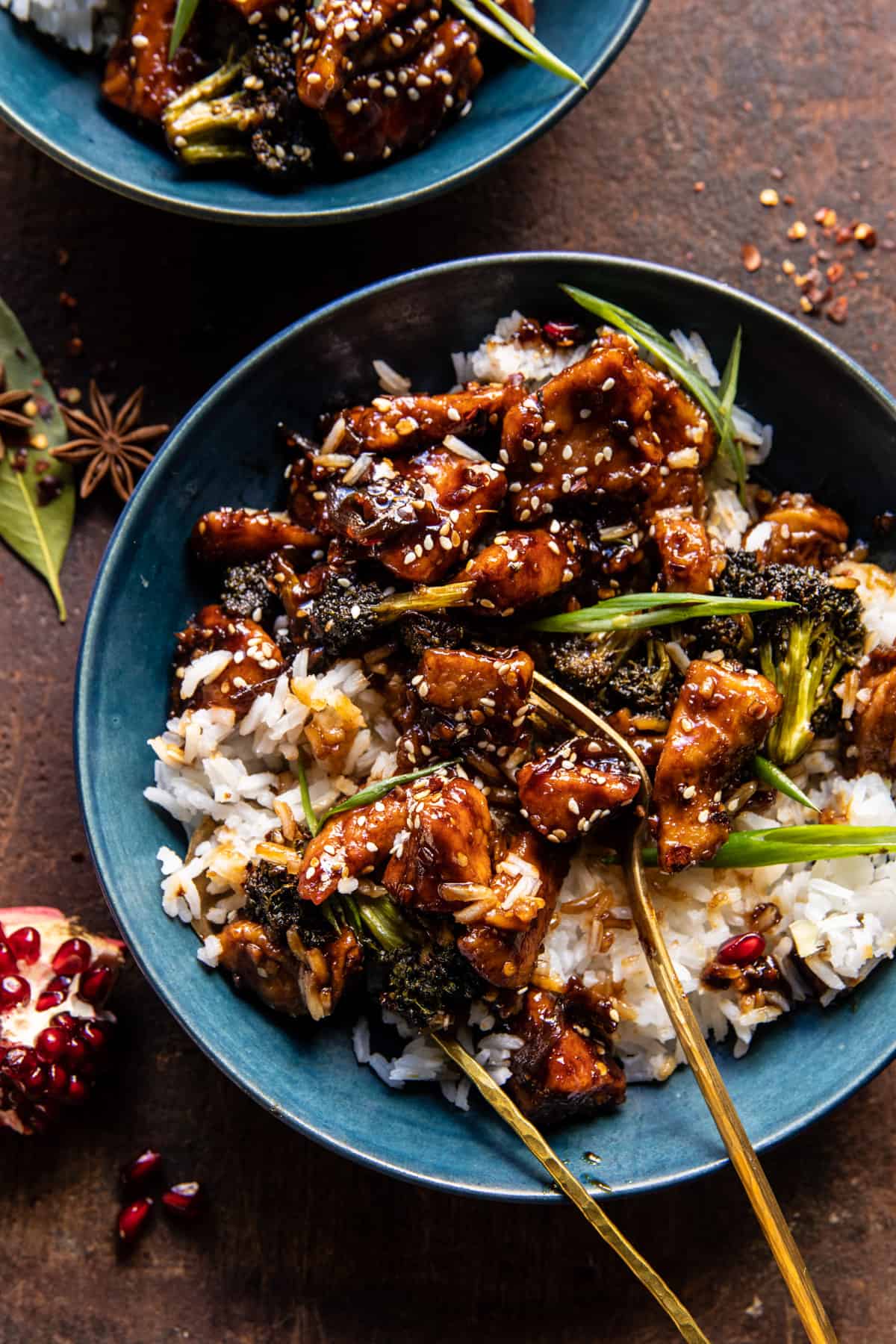 Spicy Sesame Chicken and Ginger Rice | halfbakedharvest.com