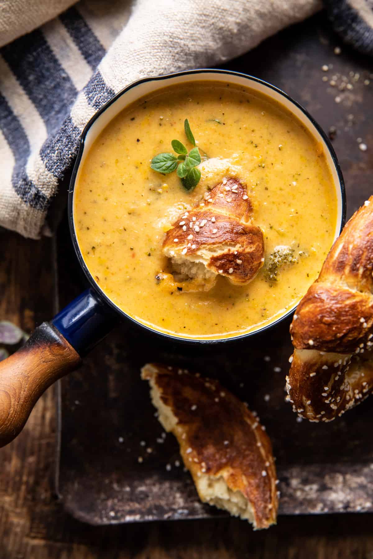 Lighter Creamy Broccoli Cheddar Soup | halfbakedharvest.com