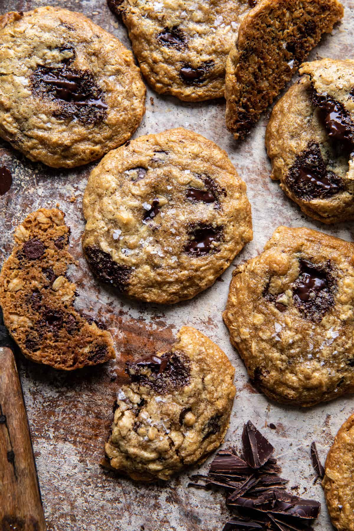 Salted Tahini Oatmeal Chocolate Chip Cookies | halfbakedharvest.com