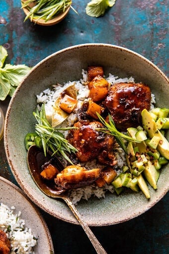 Skillet Chicken Adobo with Coconut Rice | halfbakedharvest.com