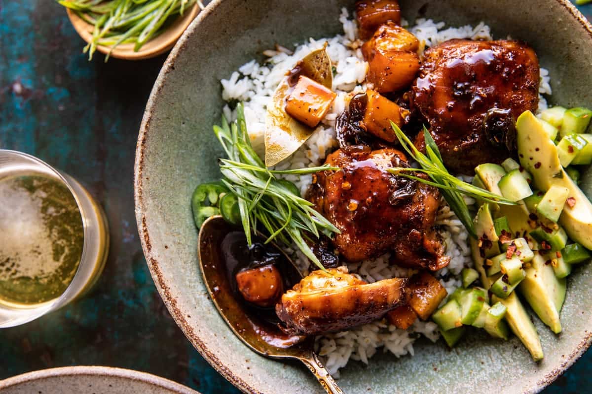 Skillet Chicken Adobo with Coconut Rice | halfbakedharvest.com