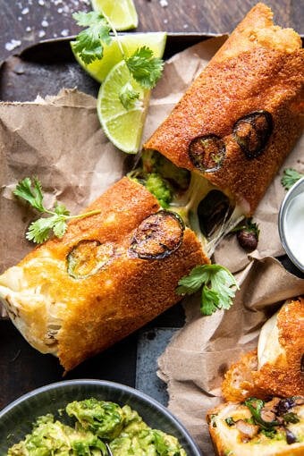 Crispy Cheese Poblano Avocado Burrito | halfbakedharvest.com