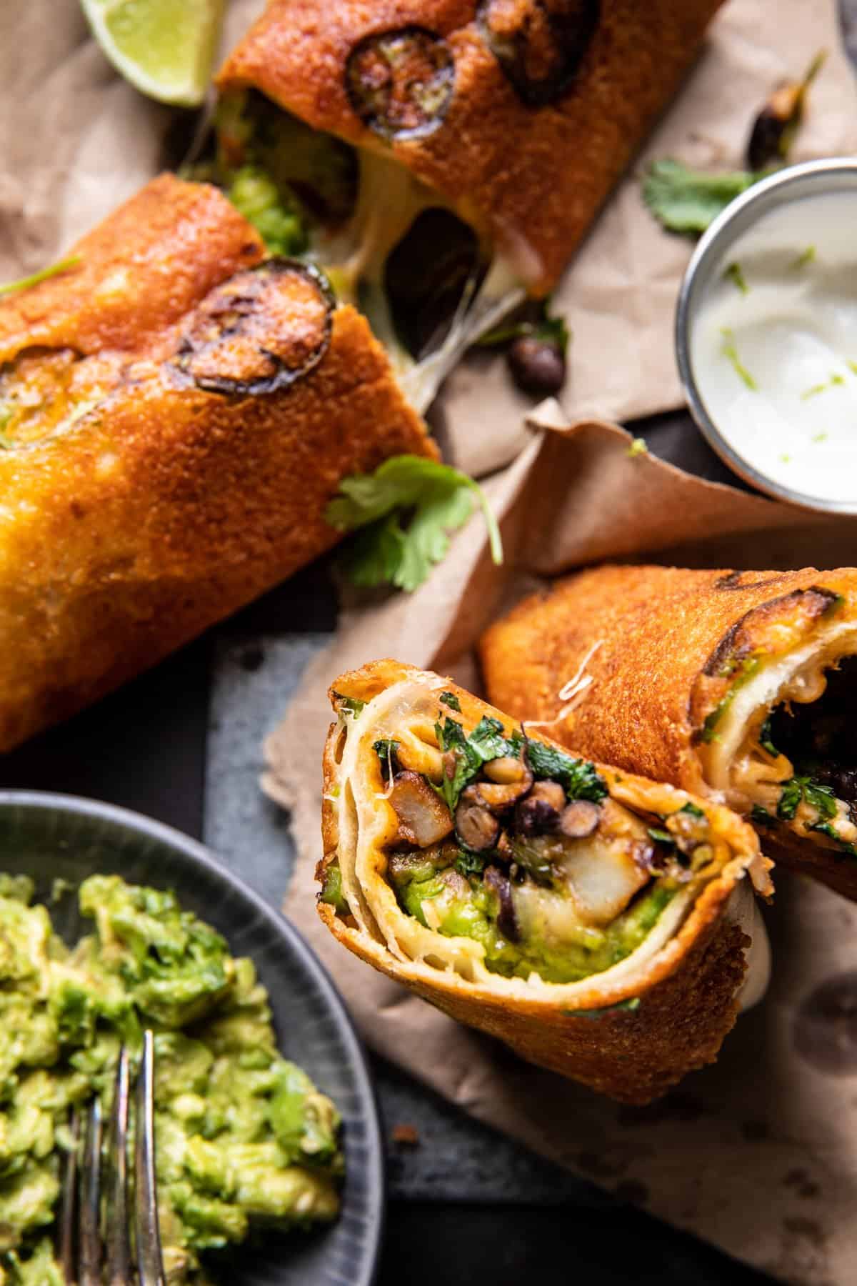 Crispy Cheese Poblano Avocado Burrito | halfbakedharvest.com