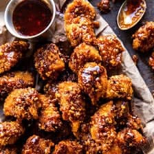 Oven Fried Southern Hot Honey Popcorn Chicken | halfbakedharvest.com