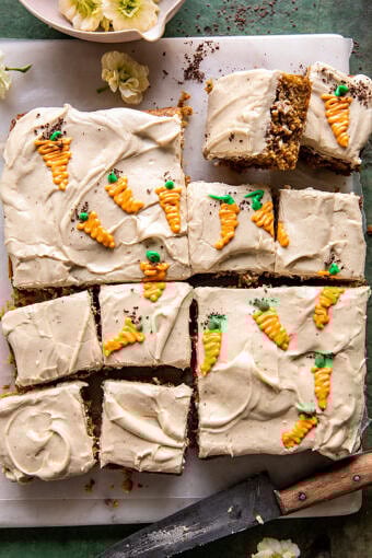 Carrot Sheet Cake with Brown Butter Cream Cheese Frosting | halfbakedbarvest.com
